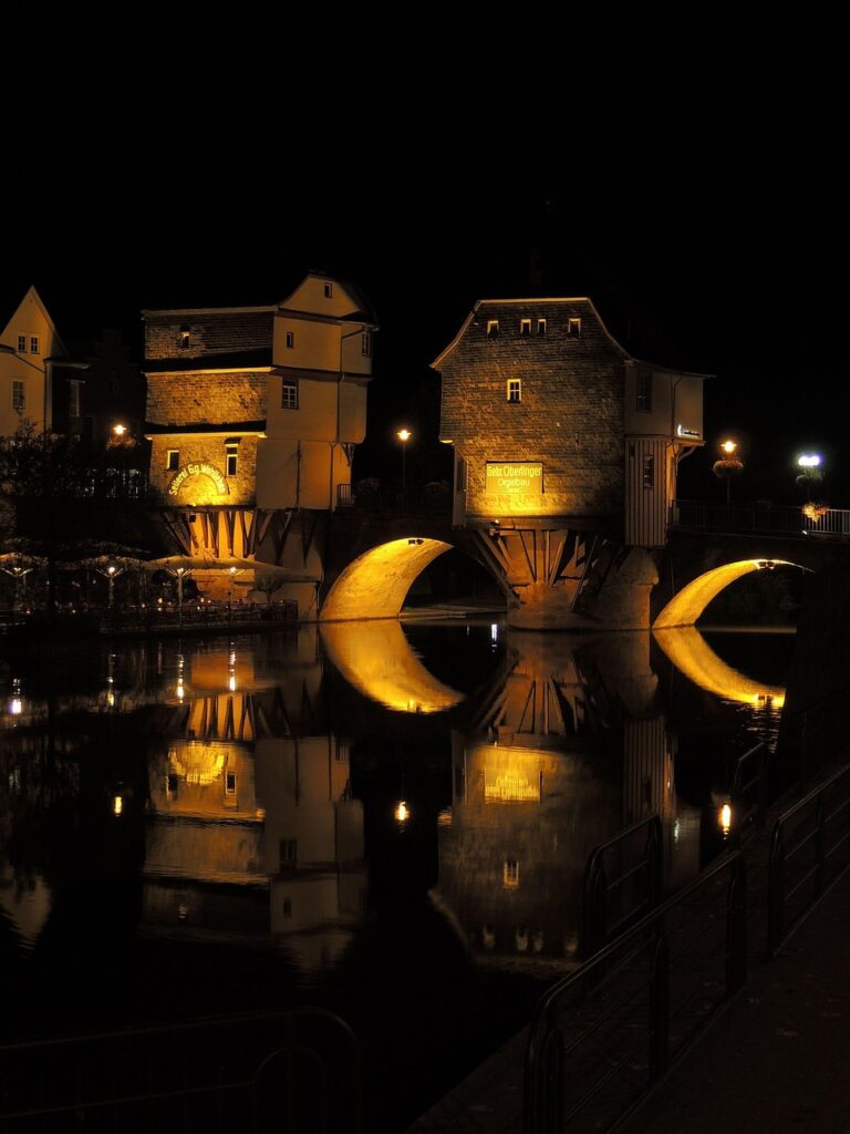 bridge houses, bad kreuznach, water reflection, lichtspiel, bad kreuznach, bad kreuznach, bad kreuznach, bad kreuznach, bad kreuznach